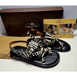 Patricia Nash Fidella Zebra Ankle Strap Sandals Size 6 New